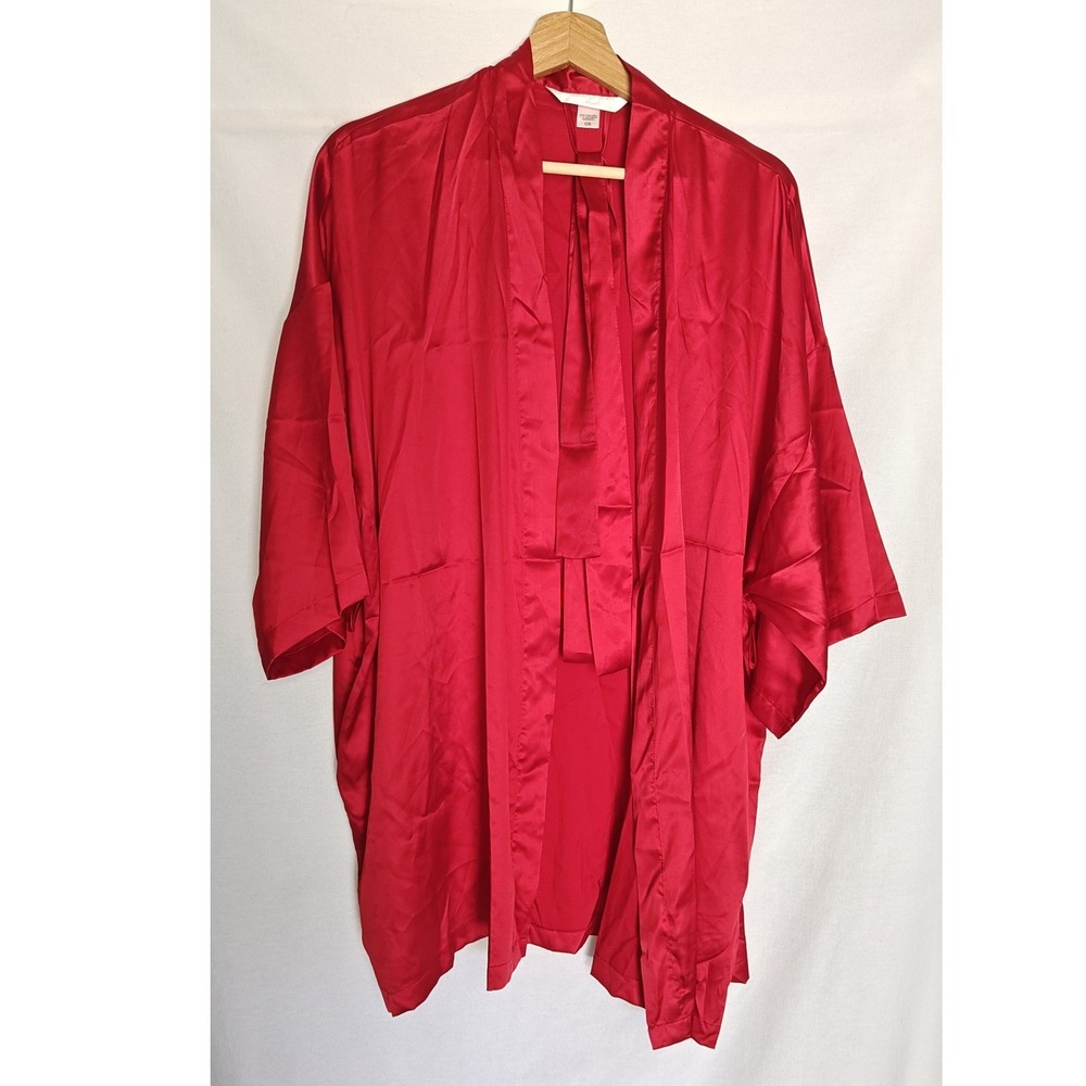 Victoria's Secret Angels Robe Red Satin Kimono Sleeve Wrap Belted O/S Feminine - Picture 1 of 5